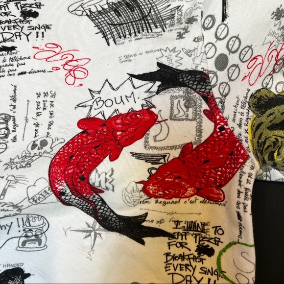 Shine Original Sweatshirt. Sz L cotton white with Multicolor graphics - Picture 8 of 10